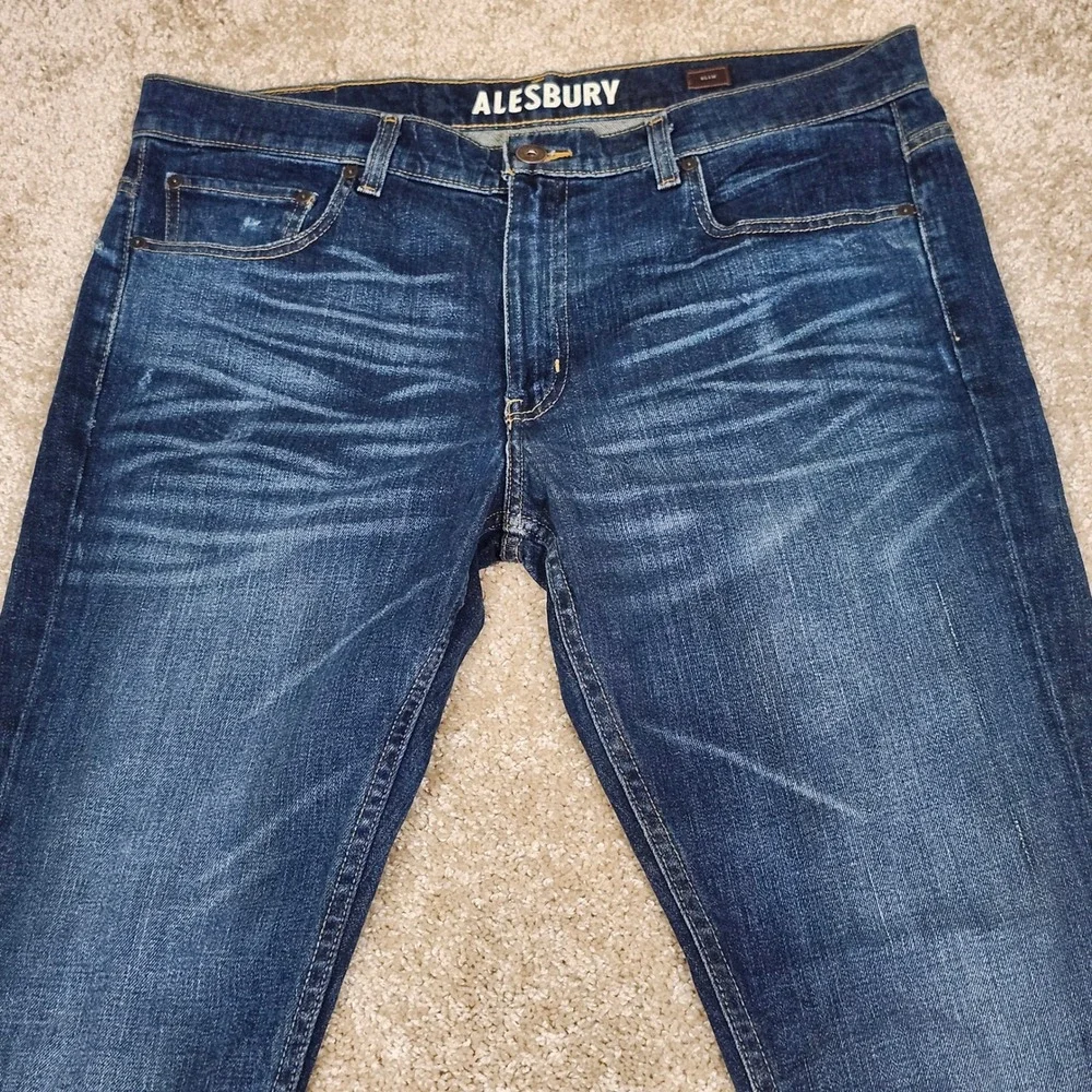 Alesbury Jeans Slim‎ Fit Dark Wash Blue Cotton Stretch Casual 38x32
